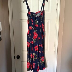 NWOT Torrid Navy Dress with Red Floral Print